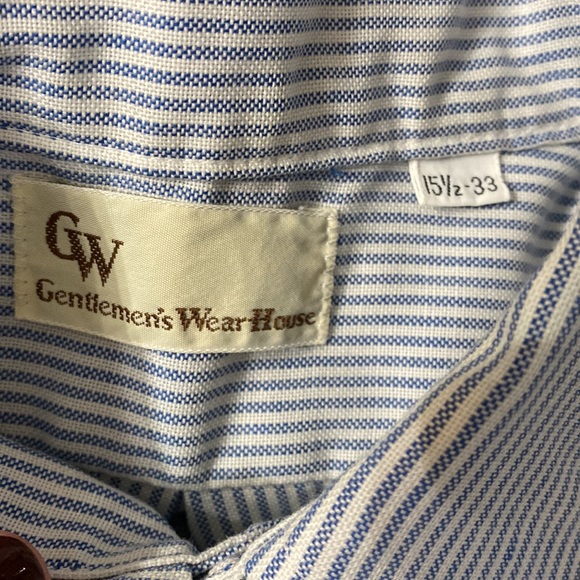 GW Gentleman’s Warehouse blue pinstripes button down shirt. 15 1/2 x 33 - Picture 5 of 10